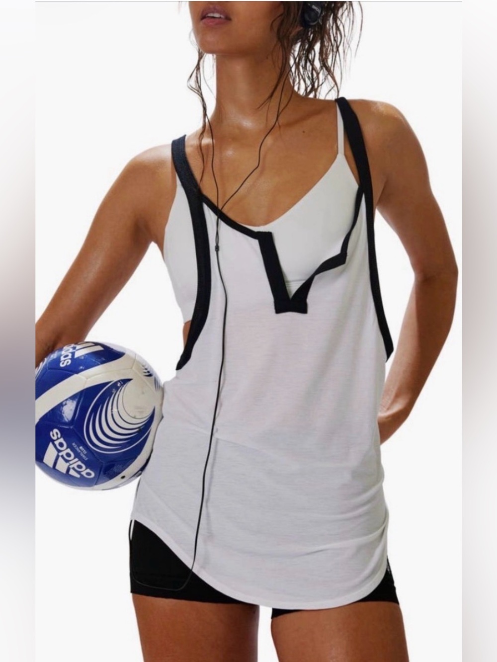Free People Movement Batter Up Tank in White Combo, size L